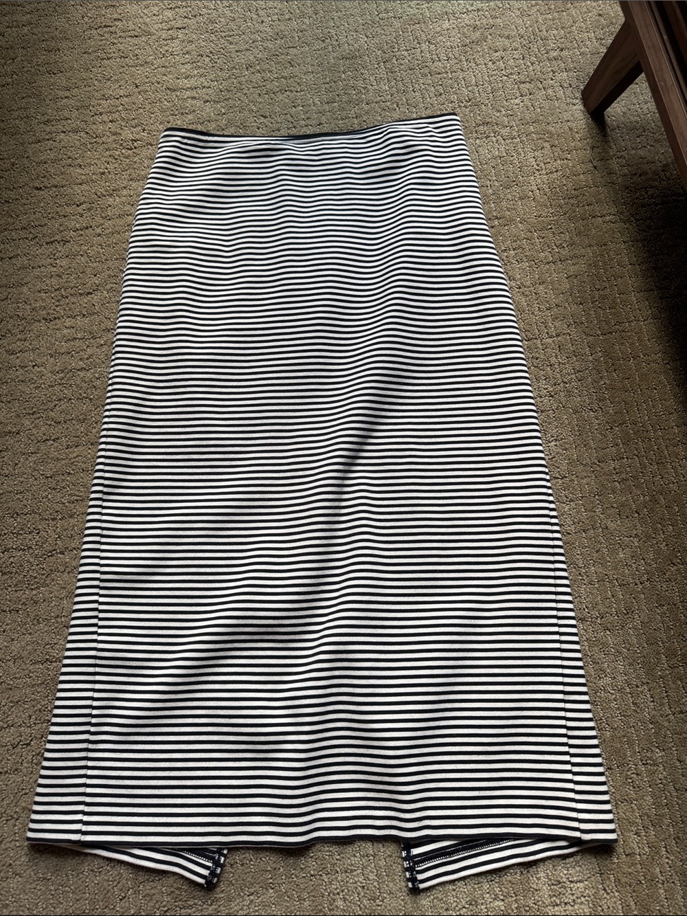 Everlane Black and White Striped Midi Skirt-Jersey cotton